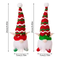 GENERICO - Pareja de Gnomos Elfos Navideños Verde y Rojo con Luz LED