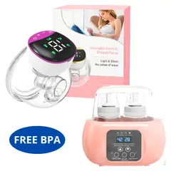 GENERICO - Extractor de Leche Portatil Manos Libres Fucsia + Calentador de Biberones Rosado
