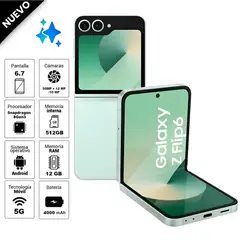 SAMSUNG - Celular Galaxy Z Flip 6 5G 512GB 12GB RAM Verde