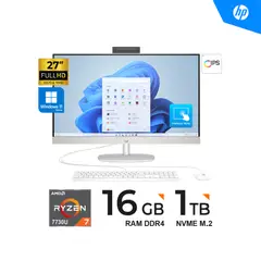 HP - ALL IN ONE 27" FHD IPS TACTIL Ryzen 7 7730U 16GB 1TB WIN11H BLANCO