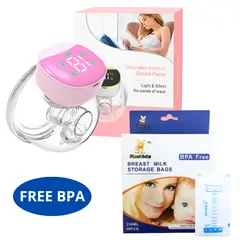 GENERICO - Extractor de Leche Portatil Manos Libres Rosa + Bolsa Esteril para Leche