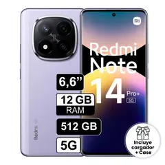 REDMI - Celular Xiaomi Note 14 Pro Plus 5G 6.6" Pulg 12GB RAM 512GB 200MP Lila