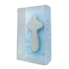 GENERICO - Caja de acrílico con Cruz Celeste y fondo de Letras