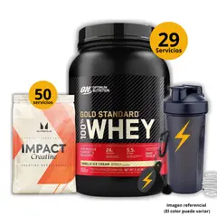 OPTIMUN NUTRITION - Proteína Gold standard whey de 2lb Vainilla + Creatina Myprotein de 250gr + regalos