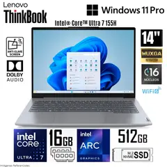 LENOVO - Laptop ThinkBook 14 G7 IML Intel Core Ultra 7-155H 16GB DDR5 512GB SSD 14" WUXGA - 21MR00CJLM