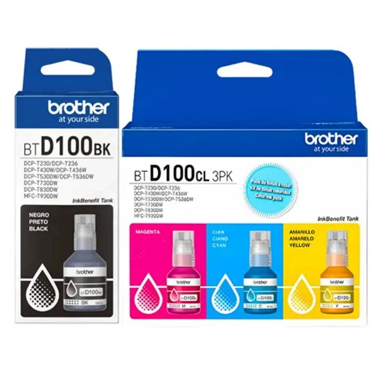 KIT TINTA BTD100BK BTD100CL NEGRO CIAN MAGENTA AMARILLO