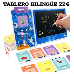 OEM - TABLETA MONTESSORI 224 PALABRAS ESPAÑOL INGLES + PIZARRA LCD