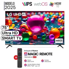 LG - Televisor 75 LED UHD 4K Smart TV ThinQ AI 75UA8000PSB + Magic Remote