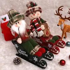 GENERICO - Pareja de Muñecos de Nieve en Trineo Navideño “Merry Christmas