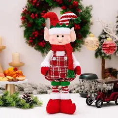 GENERICO - Muñeco Elfo Patilargo Navideño con Gorro y Bufanda