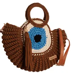 SKANKI - Cartera Ojo Turco Marrón en Crochet