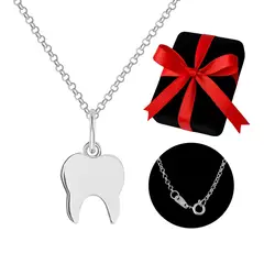 GENERICO - Collar Diente Plata Regalo Profesional Dentista Odontólogo
