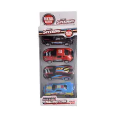 GENERICO - Set de 4 Autos de Carreras Metálicos