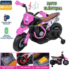 EBABY - Moto Eléctrica a Batería Musical y luces Rosado