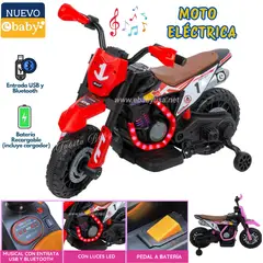EBABY - Moto Eléctrica a Batería Musical y luces Rojo