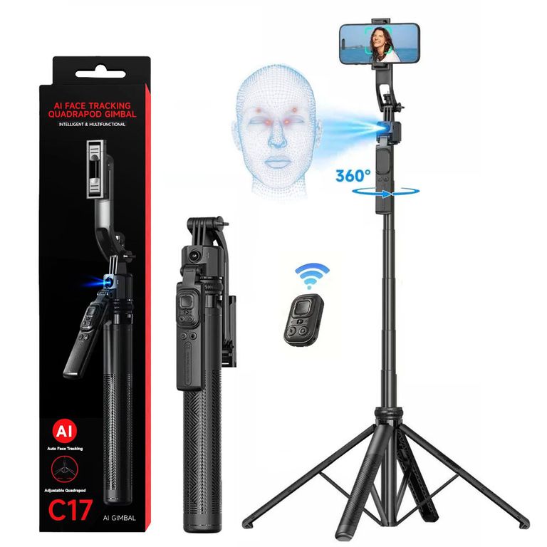 Gimbal de cardán 3 en 1 C17 con seguimiento facial inteligente - IA