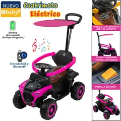 EBABY - Cuatrimoto a Batería Musical y con Luces para niños Rosado