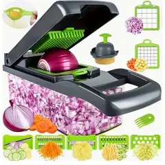 GENERICO - Cortador Picador Rebanador de Verduras y Frutas Manual Multifuncional 16 en 1
