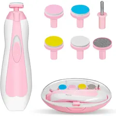 GENERICO - Limador de Uñas para Bebé y Adultos con 6 Cabezales Rosado
