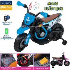 EBABY - Motocicleta a Batería recargable musical y luces AZUL