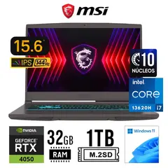 MSI - NOTEBOOK Thin 15 156 i7 13VA 32GB 1TB SSD RTX 4050 VIDEO 6GB 144Hz