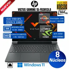 HP - Laptop Victus Gaming 15-FB3013LA 15.6” FHD, Ryzen 7-8845HS, Ram 16GB, SSD 1 TB, Rtx 4050, Win 11