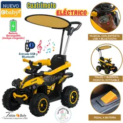 EBABY - Carrito Electrico Recargable para niños Musical Amarillo