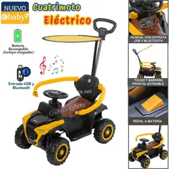 EBABY - Carrito Eléctrico Recargable Musical y Luces Amarillo 351w