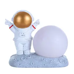 ZIMRAHYG - Lampara Velador Luz De Noche Astronauta Resina Luna Led Rgb Oro