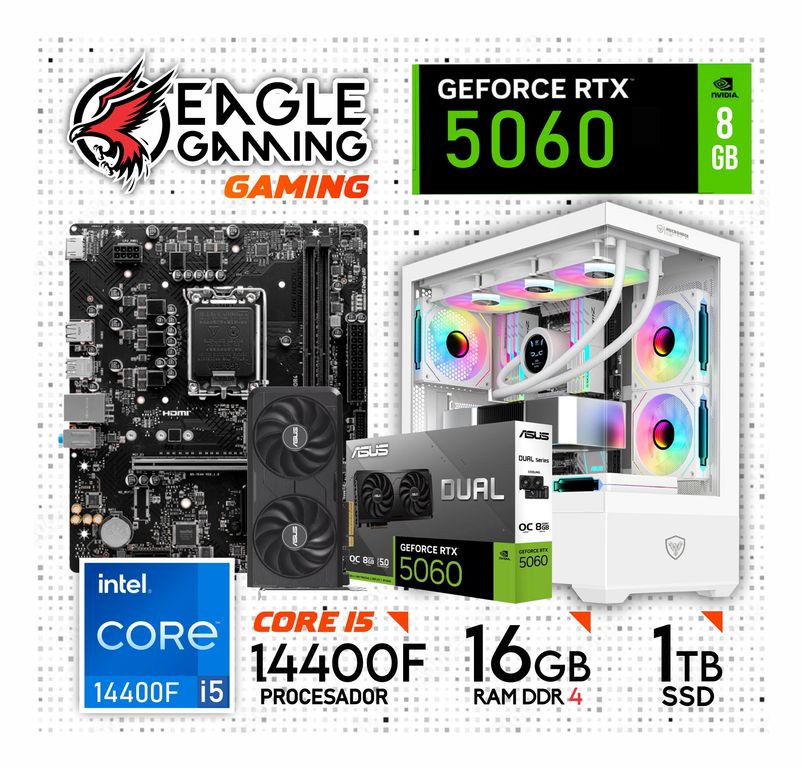 Computadora Pc Core I5 14400F RAM 16GB SSD 1TB RTX 5060 (14v