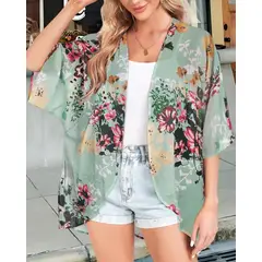 KAST PE - Kimono Geranio Cardigan de flores - Talla LXL