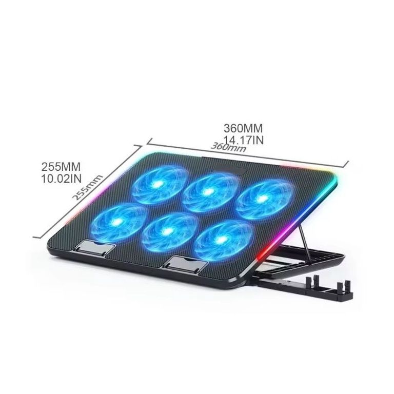 Cooler para laptop 6 ventiladores RGB
