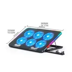 GENERICO - Cooler para laptop 6 ventiladores RGB