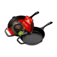 VICTORIA - COMBO DE SARTENES DE HIERRO FUNDIDO 25 Y 30 CM DIAMETRO