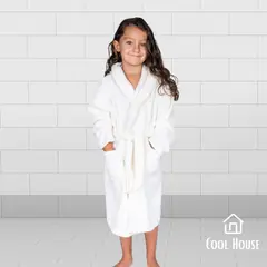 GENERICO - Bata de baño infantil unisex Cool House Pascuala 100% algodón BLANCO talla 6