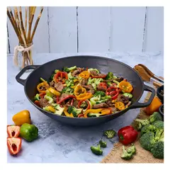 VICTORIA - SARTEN WOK ESMALTADA DE HIERRO FUNDIDO 35.5 CM DE DIAMETRO