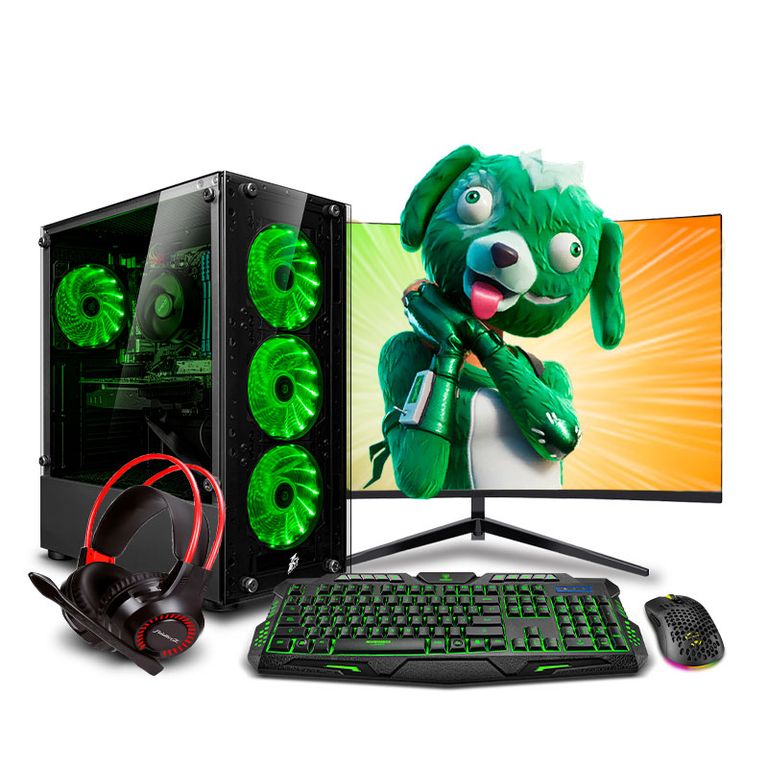 Pc Gamer Core i5 10400F 8gb 500GB 24 RTX3050 6GB Mipclista Draco Green