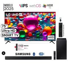 LG - Televisor 75 LED UHD 4K Smart TV ThinQ AI 75UA8050PSA + Soundbar HW-B450F