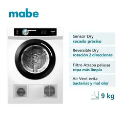 MABE - Secadora Eléctrica Carga Frontal 9kg con Evacuación SEM090VBBB0