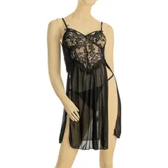 GENERICO - Sexy Lencería Mujer con Tiras de Encaje - Negro L