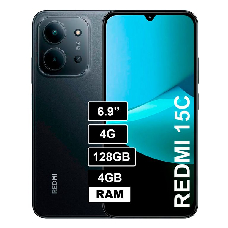 Smartphone Redmi 15C 4GBN 128GB Midnight Black