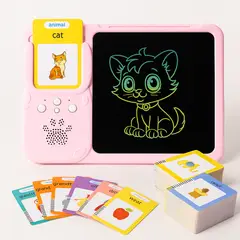 GENERICO - Tablet Educativa Interactiva con Tarjetas Didácticas y Pantalla LCD Rosado