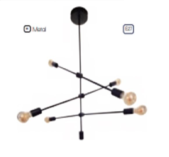 Lámpara de techo negro 6 luces, luminaria