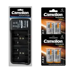 CAMELION - PACK DE CARGADOR UNIVERSAL MAS 4 PILAS TIPO C DE 2500 MAH