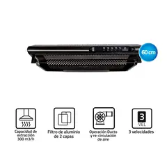 INDURAMA - Campana Extractora CEI-602NE Negro 60 cm