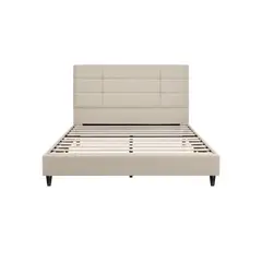 MUEBLES MACRUMO - Cama tapizada Casel - 15plz Beige claro