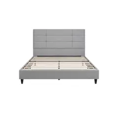 MUEBLES MACRUMO - Cama tapizada Casel - King Gris claro