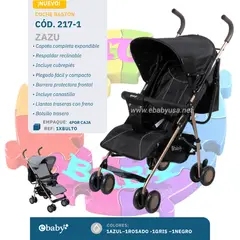 EBABY - COCHE BASTON RECINABLE ZAZU - NEGRO
