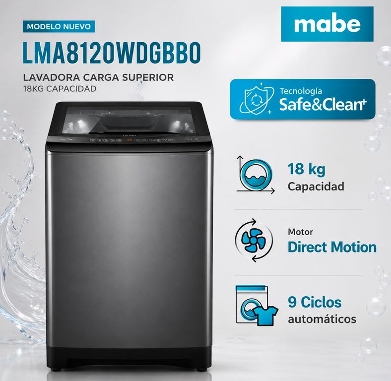 Lavadora Carga Superior 18 Kg Direct Motion LMA8120WDGBB0 Diamond Gray