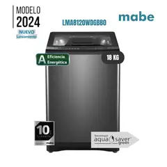 MABE - Lavadora Carga Superior 18 Kg Direct Motion LMA8120WDGBB0 Diamond Gray